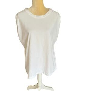 Citizens of Humanity White Rolled Sleeve Jordana T Shirt Size XL